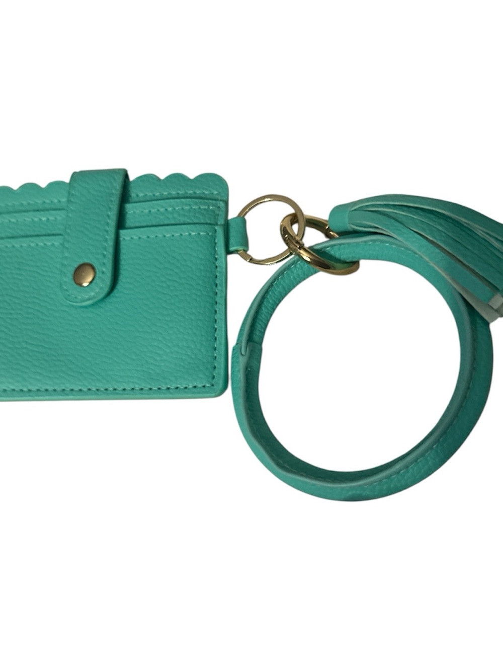 NIB Amazon Turquoise Wristlet Card Holder with Tassel and Key Ring